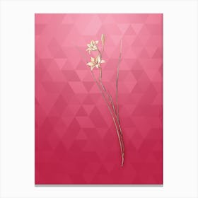 Vintage Gladiolus Botanical in Gold on Viva Magenta n.0309 Canvas Print