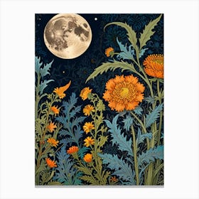 William Morris Moonlight In The Garden 4 Canvas Print