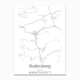 Rudersberg,Germany Minimalist Map Canvas Print