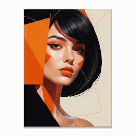 Woman Portrait Minimalism Geometric Pop Art (7) Canvas Print