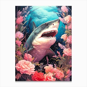 Sharks And Roses Canvas Print