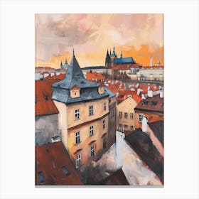 Prague Rooftops Morning Skyline 3 Canvas Print