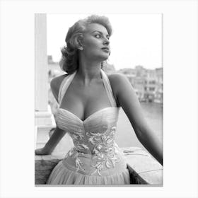 Sophia Loren Fashion Black And White Canvas Print