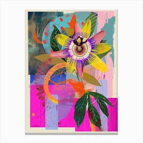 Passionflower 3 Neon Flower Collage Canvas Print