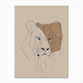 Lion Head - Boho, Line Art 1 Canvas Print