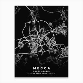 Mecca Saudi Arabia Black Map Stampe su tela