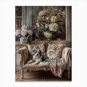 Dog On A Sofa Canvas Print