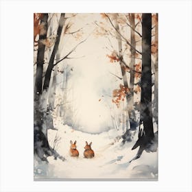 Winter Watercolour Rabbit 2 Canvas Print