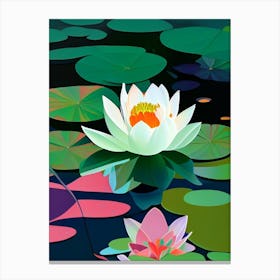 Blooming Lotus Flower In Pond Fauvism Matisse 3 Canvas Print