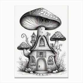 Mushroom House minimalistic line art Canvas Print