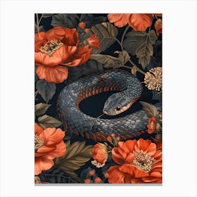 Lunar Year Of The Snake 2025 Wall Art Print Poster Framed Snake Art Chinese Zodiac Vintage Blue 3 Canvas Print