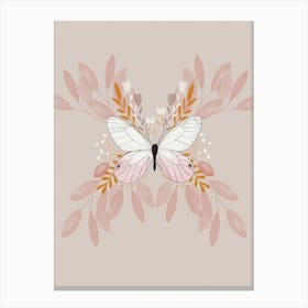 Pastel Floral Butterfly Canvas Print