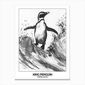 Penguin Surfing Waves Poster 9 Canvas Print