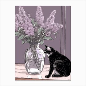 Drawing Of A Still Life Of Lilac With A Cat 3 Canvas Print