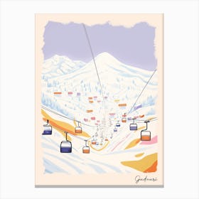 Poster Of Gudauri   Georgia, Ski Resort Pastel Colours Illustration 1 Canvas Print