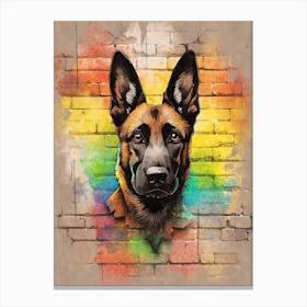 Aesthetic German Shepherd Dog Puppy Brick Wall Graffiti Artwork 1 Canvas Print