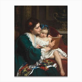 Mother And Child Reading Canvas Print