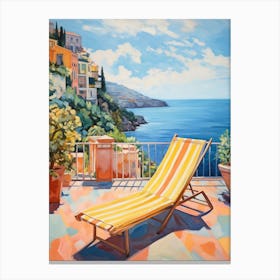 Sun Lounger By The Pool In Cinque Terre Italy Canvas Print