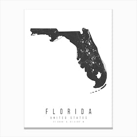 Florida Mono Black And White Modern Minimal Street Map Canvas Print