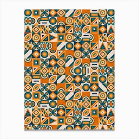 Abstract Geometric Pattern - Bauhaus Azulejo geometric pattern, mosaic #3 Canvas Print