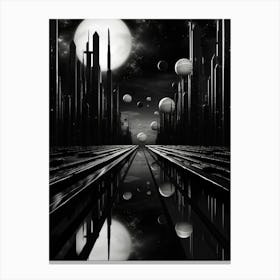 Parallel Universes Abstract Black And White 4 Canvas Print