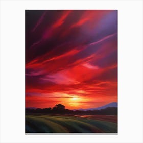 Sunset Over The Fields Canvas Print