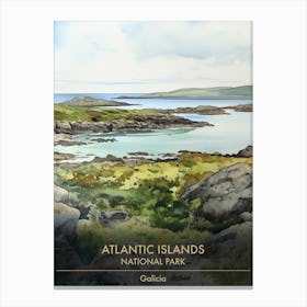 Atlantic Islands National Park Galicia Watercolour 1 Canvas Print
