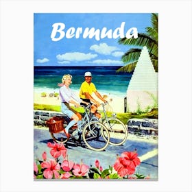 Bermuda, Couple On A Bicycle Ride Canvas Print