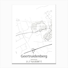 Geertruidenberg,Netherlands Minimalist Map Canvas Print