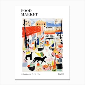 The Food Market In Paris 3 Illustration Poster Canvas Print