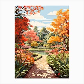 Royal Botanic Gardens, Melbourne, Australia In Autumn Fall Illustration 3 Canvas Print