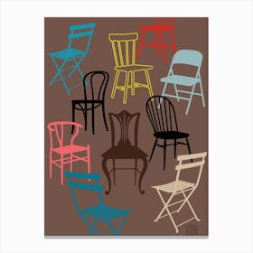Chairs 3 Canvas Line Art Print
