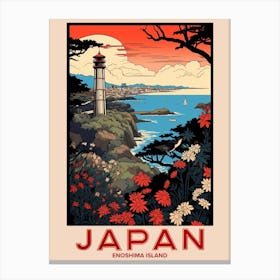 Enoshima Island, Visit Japan Vintage Travel Art 3 Canvas Print