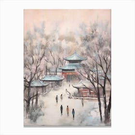 Winter City Park Painting Jingshan Park Beijing China 3 Canvas Print