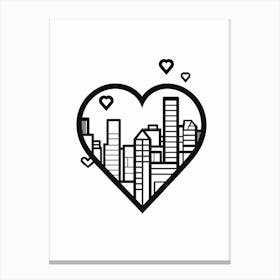 Simple City Skyline Linework Heart 4 Canvas Print