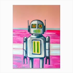 Retro Tin Robot Silver Oil Painting Canvas Print