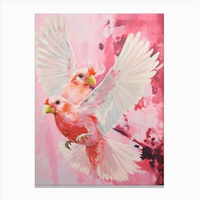 Pink Ethereal Bird Painting Northern Cardinal 1 Canvas Print