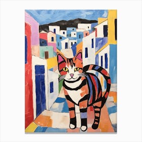 Painting Of A Cat In Athens Greece 5 Canvas Print