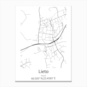 Lieto,Finland Minimalist Map Canvas Print