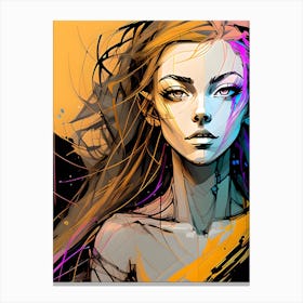 Abstract Female Portrait Painting Canvas Print