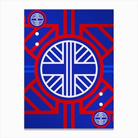 Geometric Abstract Glyph in White on Red and Blue Array n.0010 Canvas Print
