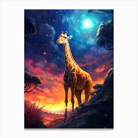 Giraffe At Night Canvas Print