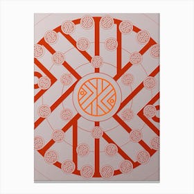 Geometric Abstract Glyph Circle Array in Tomato Red n.0266 Canvas Print