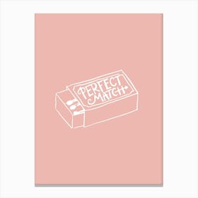 Perfect Match Matchbox Illustration Kitchen Love Pink Canvas Print