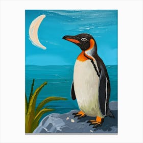 Galapagos Penguin Half Moon Island Colour Block Painting 4 Canvas Print