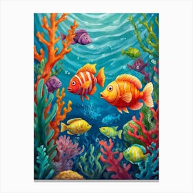 Colorful Fishes Under The Sea Canvas Print