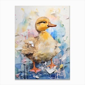 Sweet Mixed Media Duckling Collage 1 Canvas Print