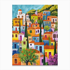 Kitsch Colourful Mediterranean Town  2 Canvas Print