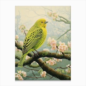 Ohara Koson Inspired Bird Painting Yellowhammer 4 Canvas Print
