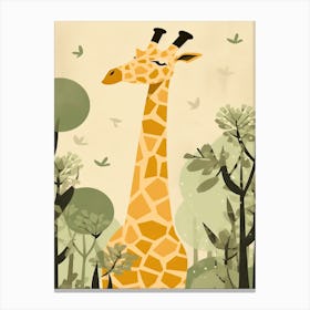 Giraffe Jungle Cartoon Illustration 3 Canvas Print